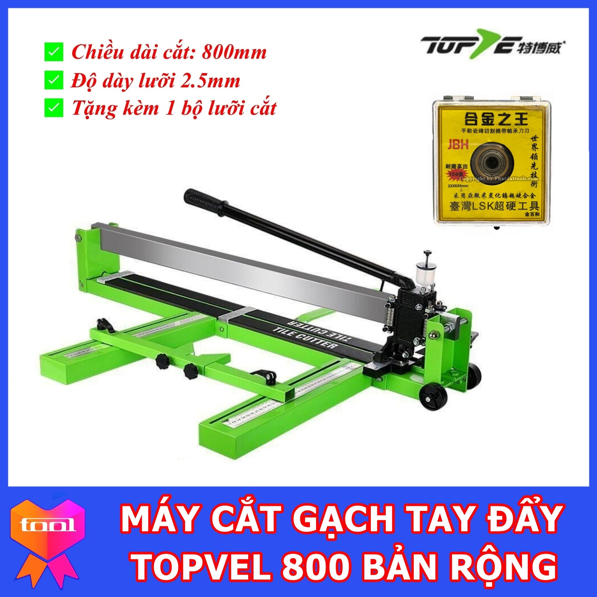 Máy cắt gạch tay đẩy cao cấp topvel 800-e300 - chuyên cắt gạch men, gạch ốp lát - chiều dài cắt gạch 800mm