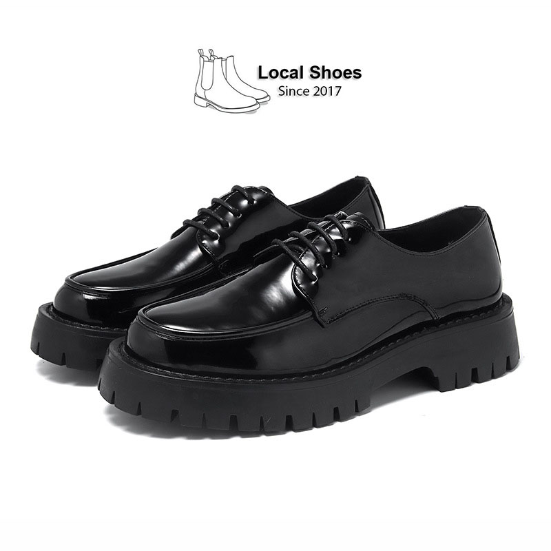 Chunky Derby Nam Da Bóng, Giày Derby Chiến Binh Da Bóng Đế 5cm