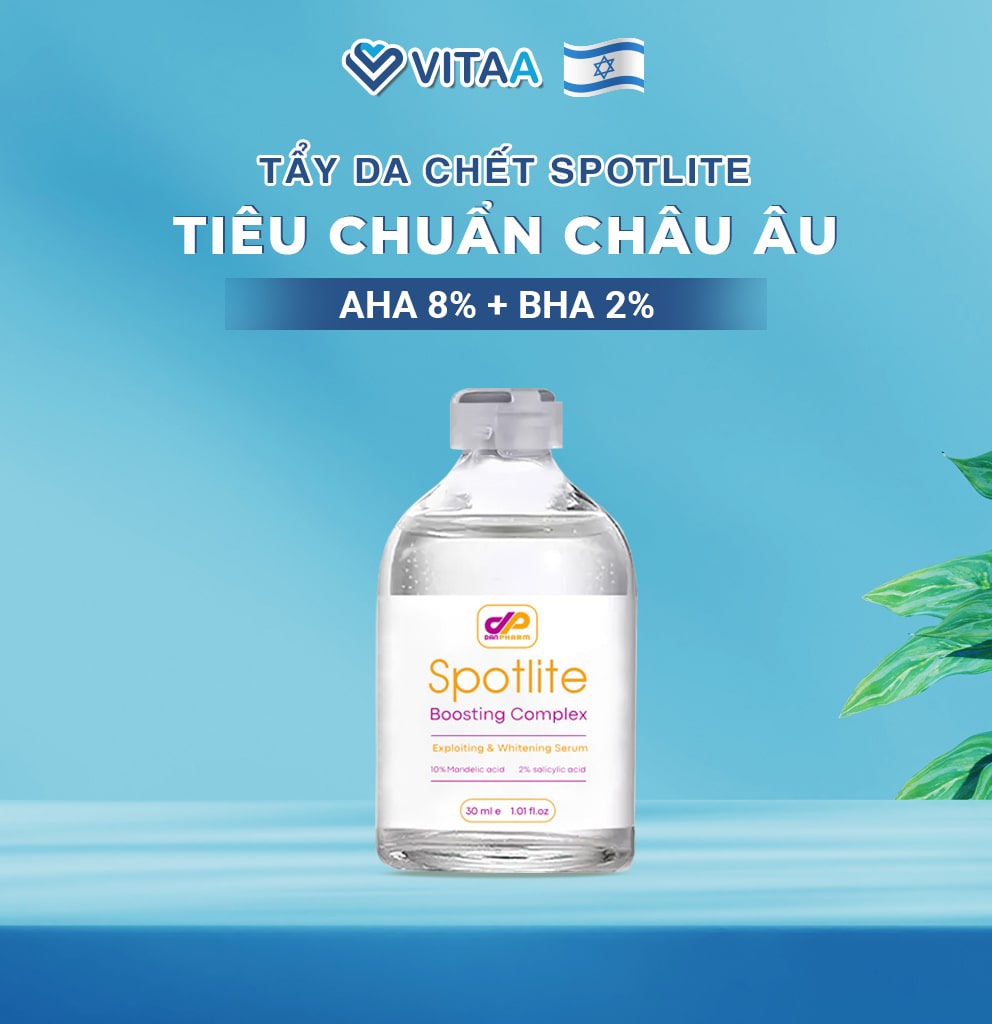 Serum tẩy sạch tế bào chết hoá học loại bỏ nám tàn nhang, aha 8% + bha 2% spotlite boosting complex 30ml