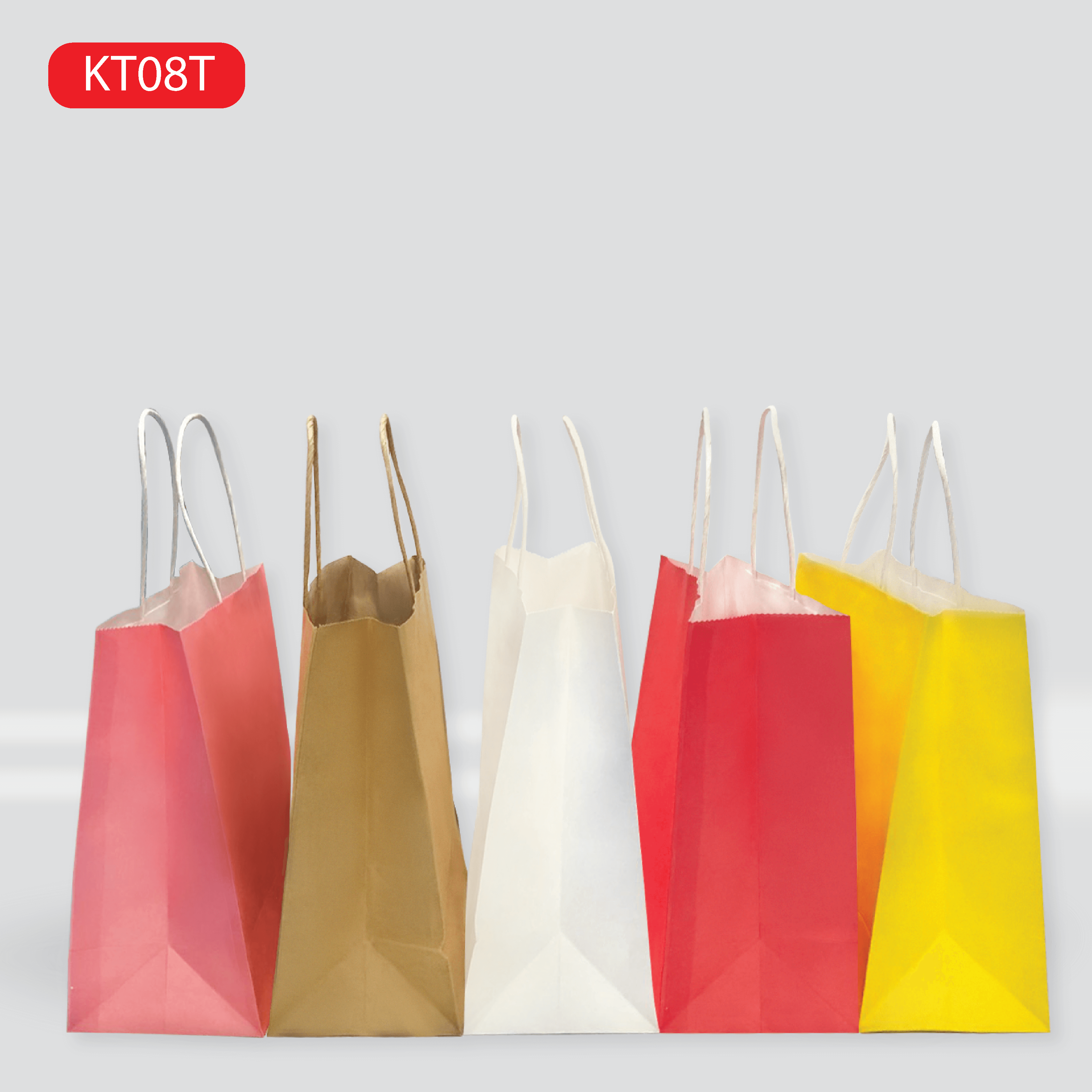 Combo 10 túi quai giấy trơn kt08t - nhiều màu