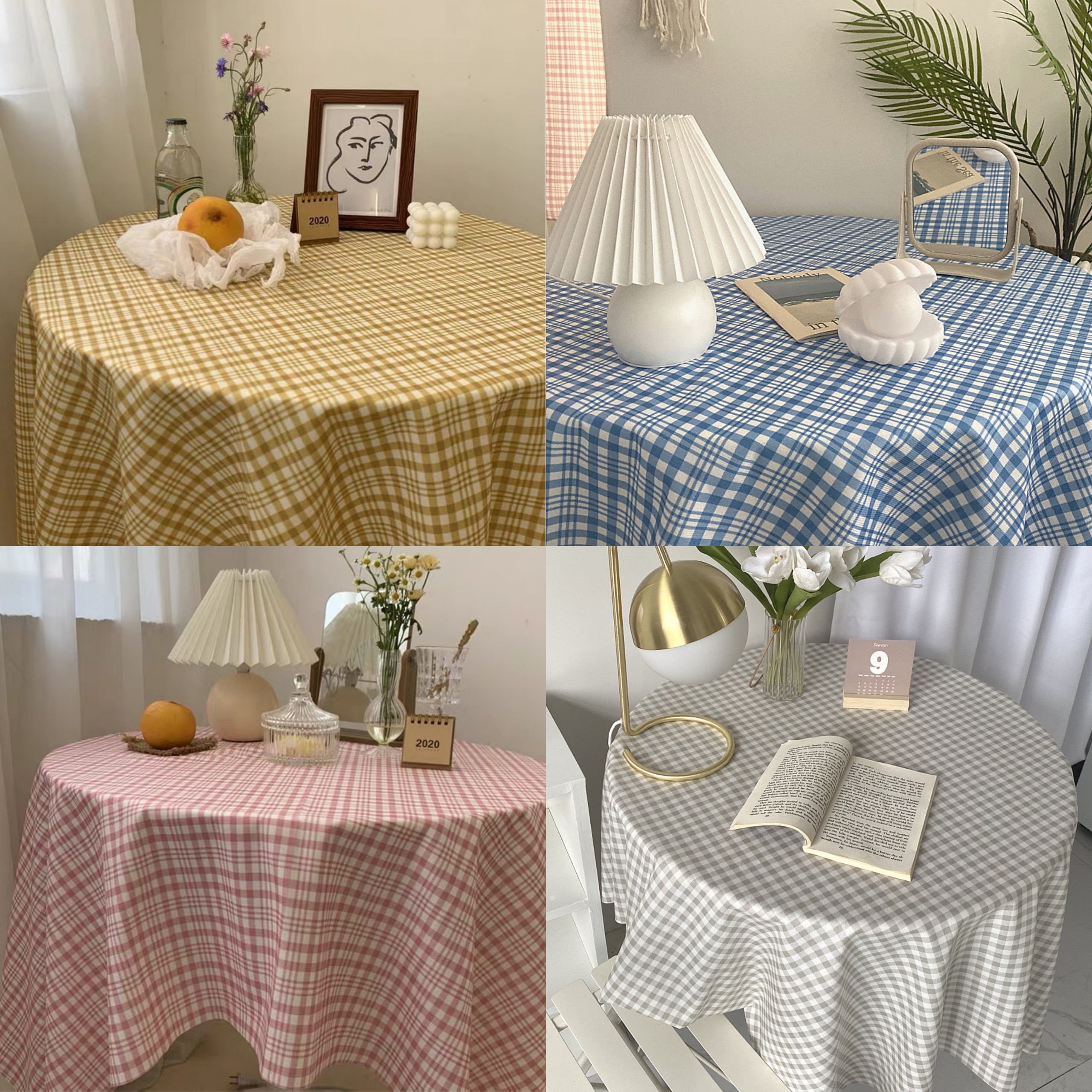Khăn trải bàn kẻ sọc caro vintage, thảm chụp ảnh picnic phong cách retro