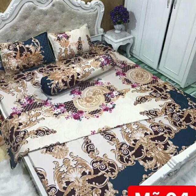 [HCM][Giá Sốc] Bộ Chăn Ga Cotton Poly 5 Món- 4 Món Hoàng Gia ( 1m6 x 2m ) - ( 1 Drap + 2 Vỏ Gối Nằm + 1 Chăn Hè + 1 Vỏ Gối Ôm )