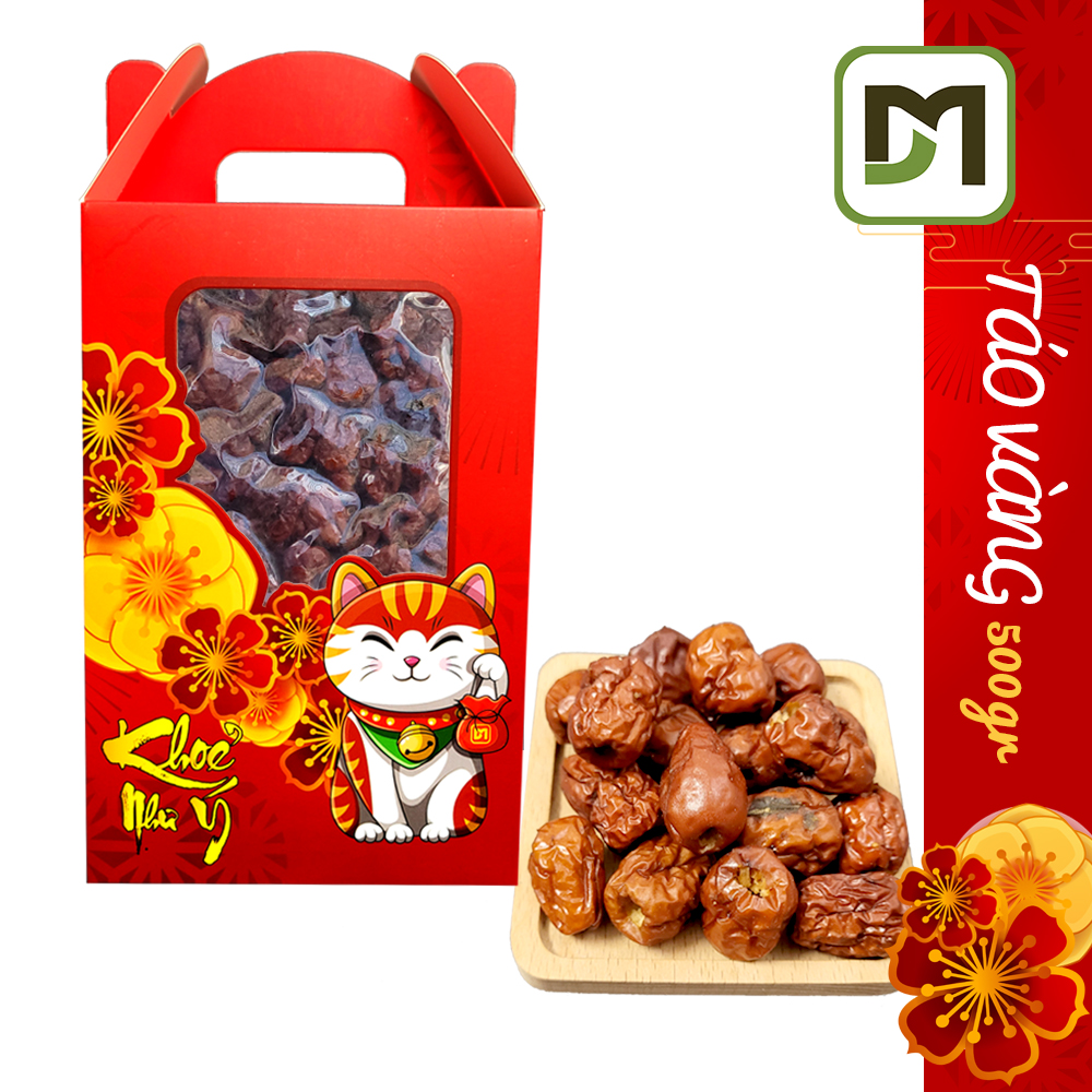 Hộp 500gr quả Táo vàng sấy khô hộp quà có tay xách