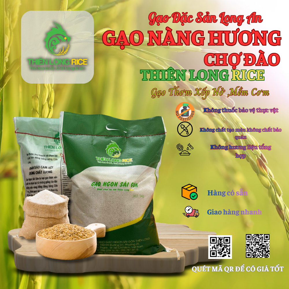 Gạo Nàng Hương Chợ Đào Thiên Long Rice thơm xốp mềm - Đặc Sản Long An