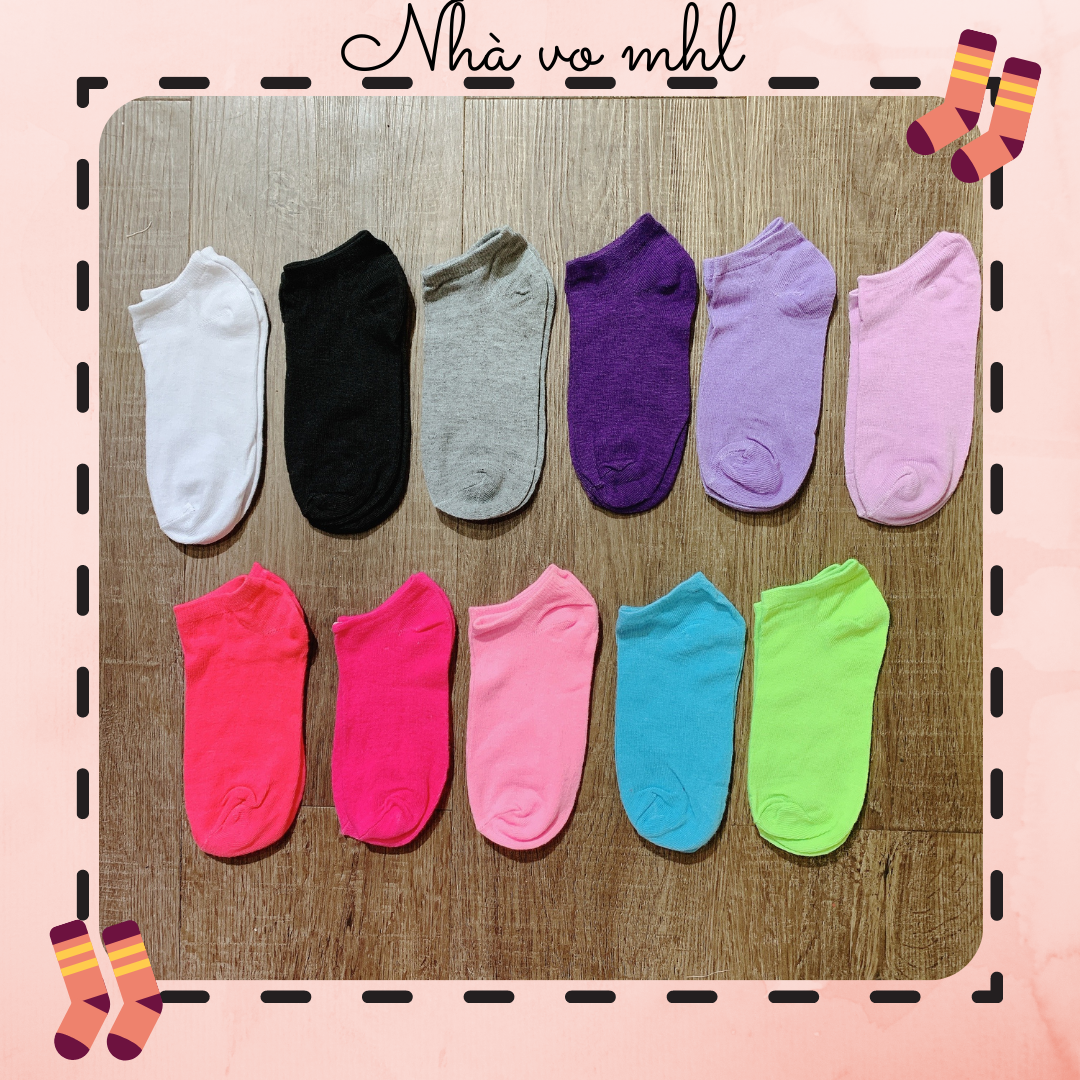 Vớ Ngắn Cổ Trơn mỏng Tất Nữ Cổ ngắn Nhật Bản Cotton Màu Trơn Vớ Nữ Hàn Quốc Cổ ngắn phong cách đơn giản