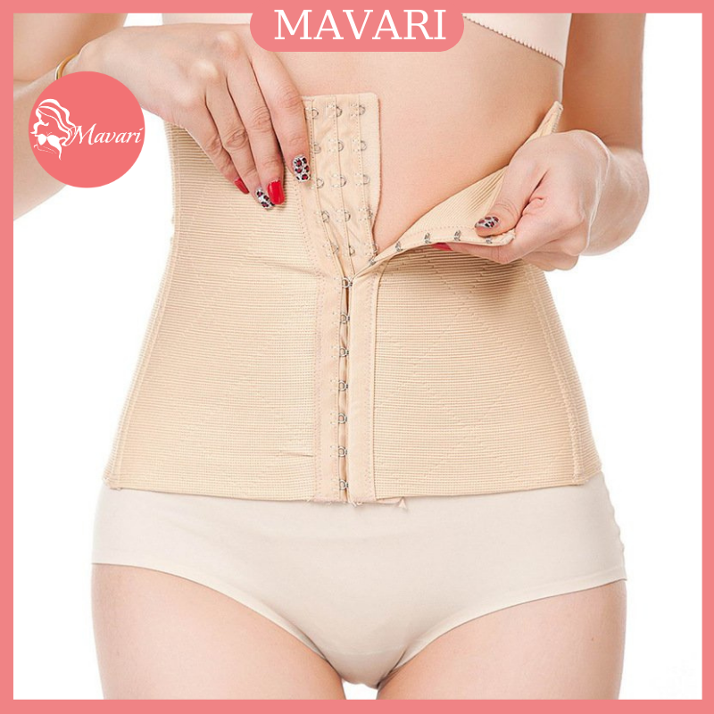 Đai nịt bụng latex giảm eo 3 nấc cài mavari - gen nịt bụng có thanh chống cuộn, 25cm n8888