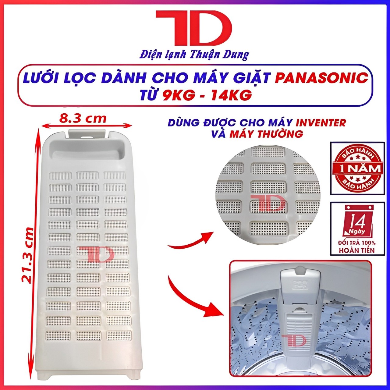  Bộ Lưới Lọc Rác Điện Tử Đen Cho Máy Giặt Panasonic 9kg-14kg - Quạt Dung Tích Giảm Tích Hợp Đồ Dùng Giặt Máy 