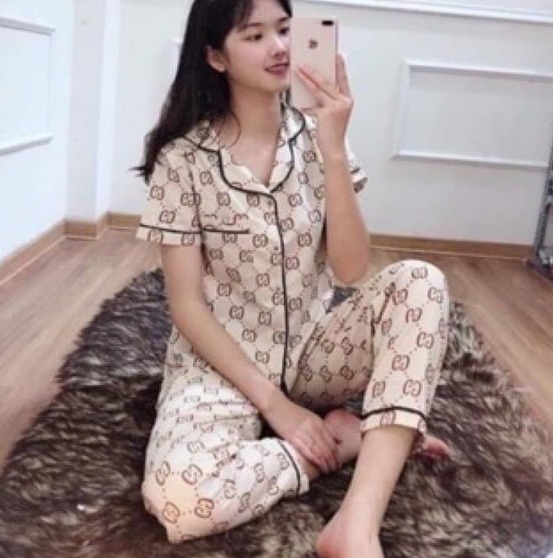 Đồ Bộ Pijama Tay Ngắn Quần Dài Vải Kate Lụa Mềm Mịn Phối VIỀN Siêu Xinh Dưới 57kg D3