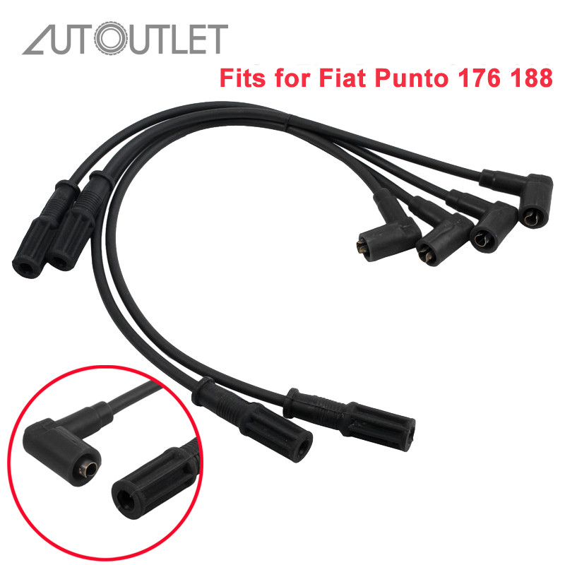 Bộ 4 Dây Cáp Đánh Lửa Tự Động AUTOUTLET, Cáp Đánh Lửa Cho Fiat Punto 176 1,2 8V 1994 -1999 Phụ Kiện Xe Hơi