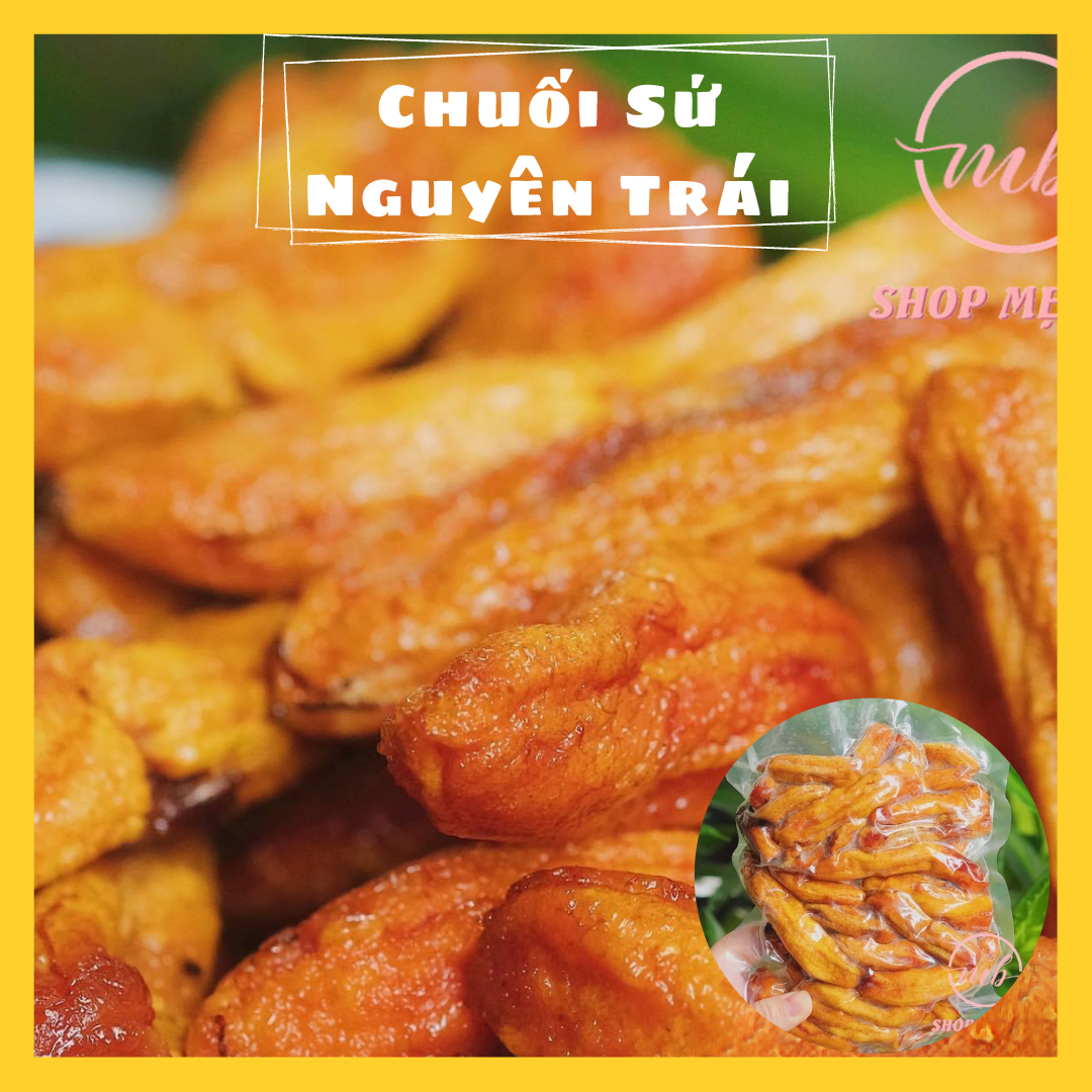 Chuối Sứ Sấy Dẻo Nguyên Trái 500g - Vị Ngọt Thanh - Shop Mẹ Bắp [Túi hút chân không]