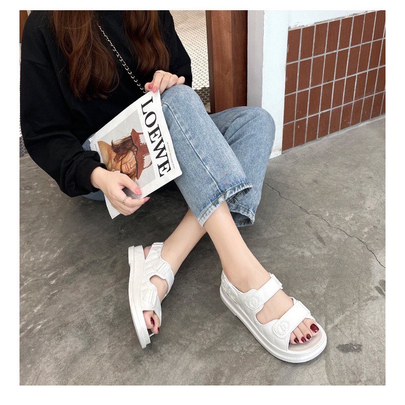 Dép sandal nữ quai dẻo cài đế giá rẻ 2 màu