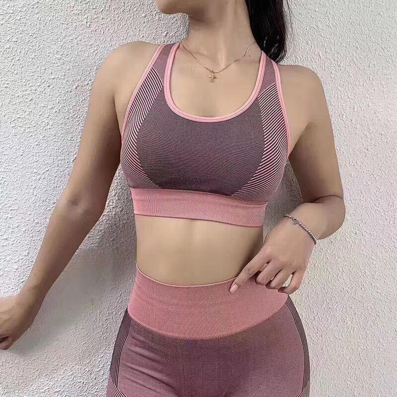 [HCM]Bộ thể thao tập gym yoga hàng dệt quảng châu cao cấp sản phẩm y hình co giãn thoải mái áo cài sau dễ dàng tiện dụng- LINA SPORT