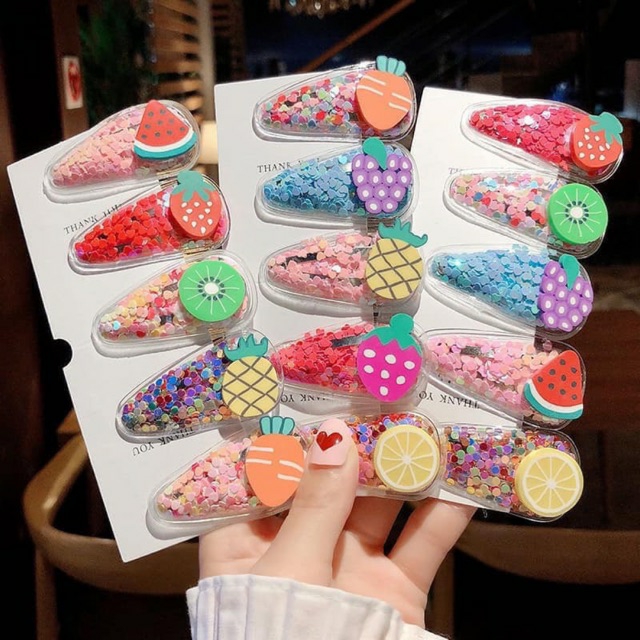 [HOT] SET 5 KẸP KIM TUYẾN TRÁI CÂY SIÊU XINH LUNG LINH SHOP KISS PLAZA