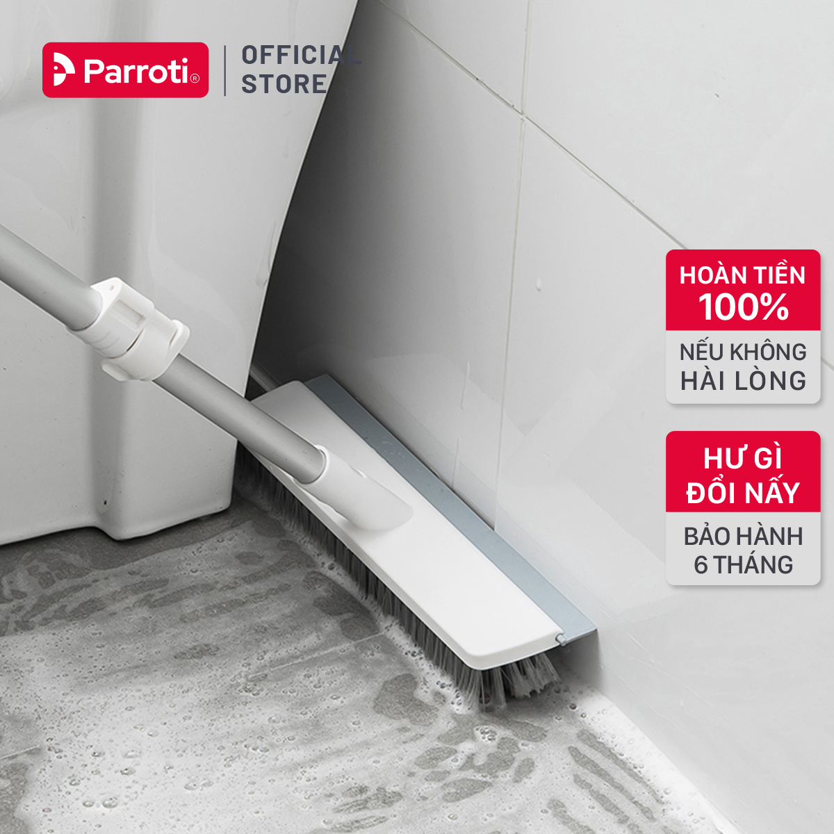 Cây chà sàn nhà tắm thông minh, chổi chà sàn đa năng 2 trong 1, cọ sàn và gạt nước – Parroti Easy ES02