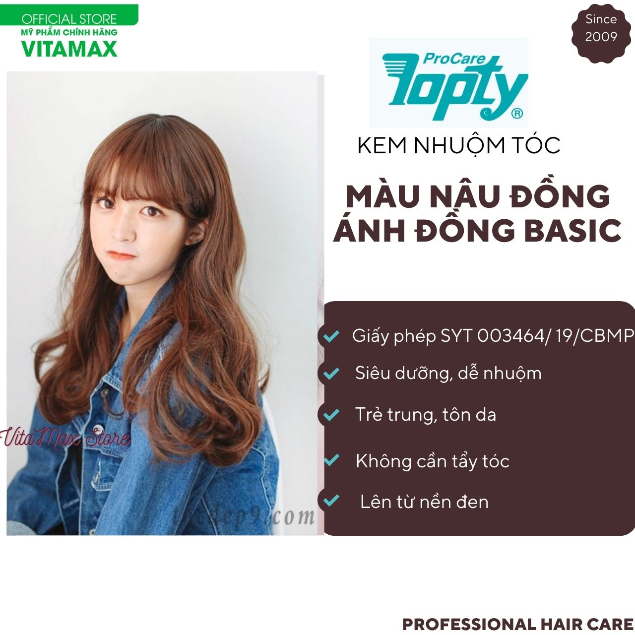 Kem Nhuộm Tóc THẢO DƯỢC màu NÂU ĐỒNG ÁNH ĐỒNG BASIC TOPTY 6/43 - KHÔNG CẦN TẨY TÓC - LÊN MÀU CHUẨN - SIÊU BÓNG MƯỢT - DỄ NHUỘM