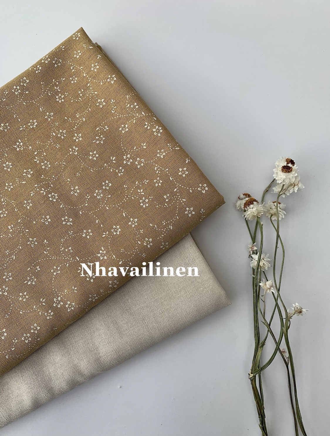 Linen bột hoa cành trắng