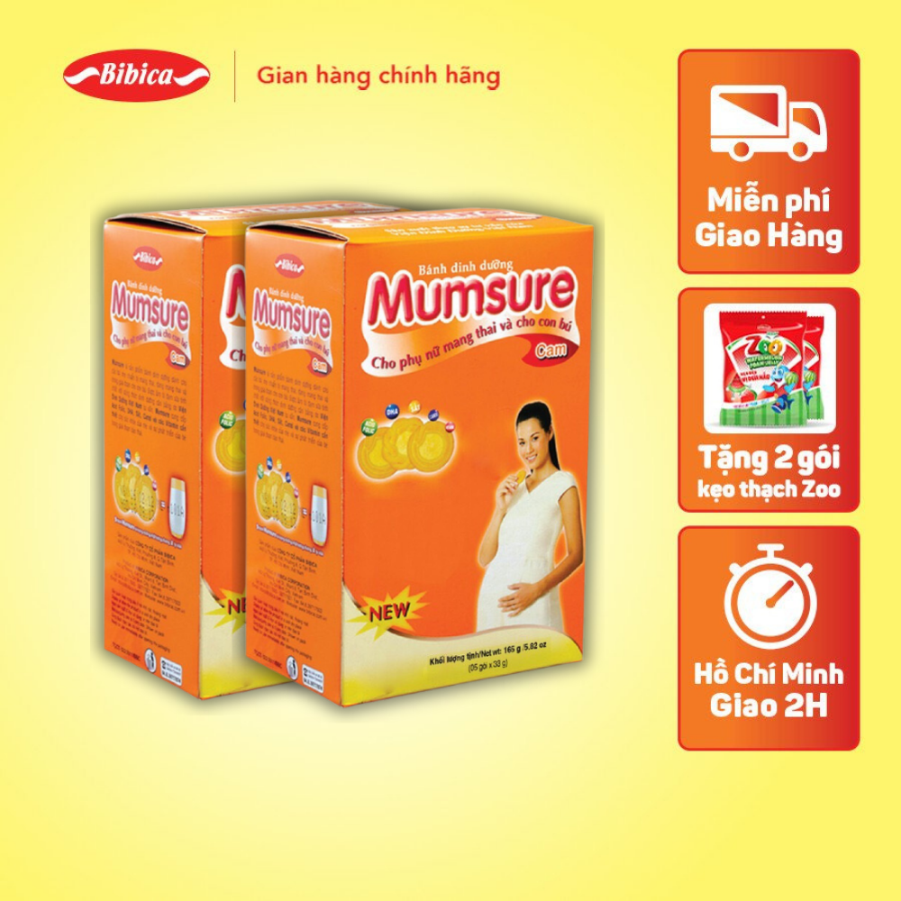 2 Hộp Bánh Dinh Dưỡng Mumsure Cam Bibica 165g - Thực phẩm dinh dưỡng dành cho phụ nữ bầu
