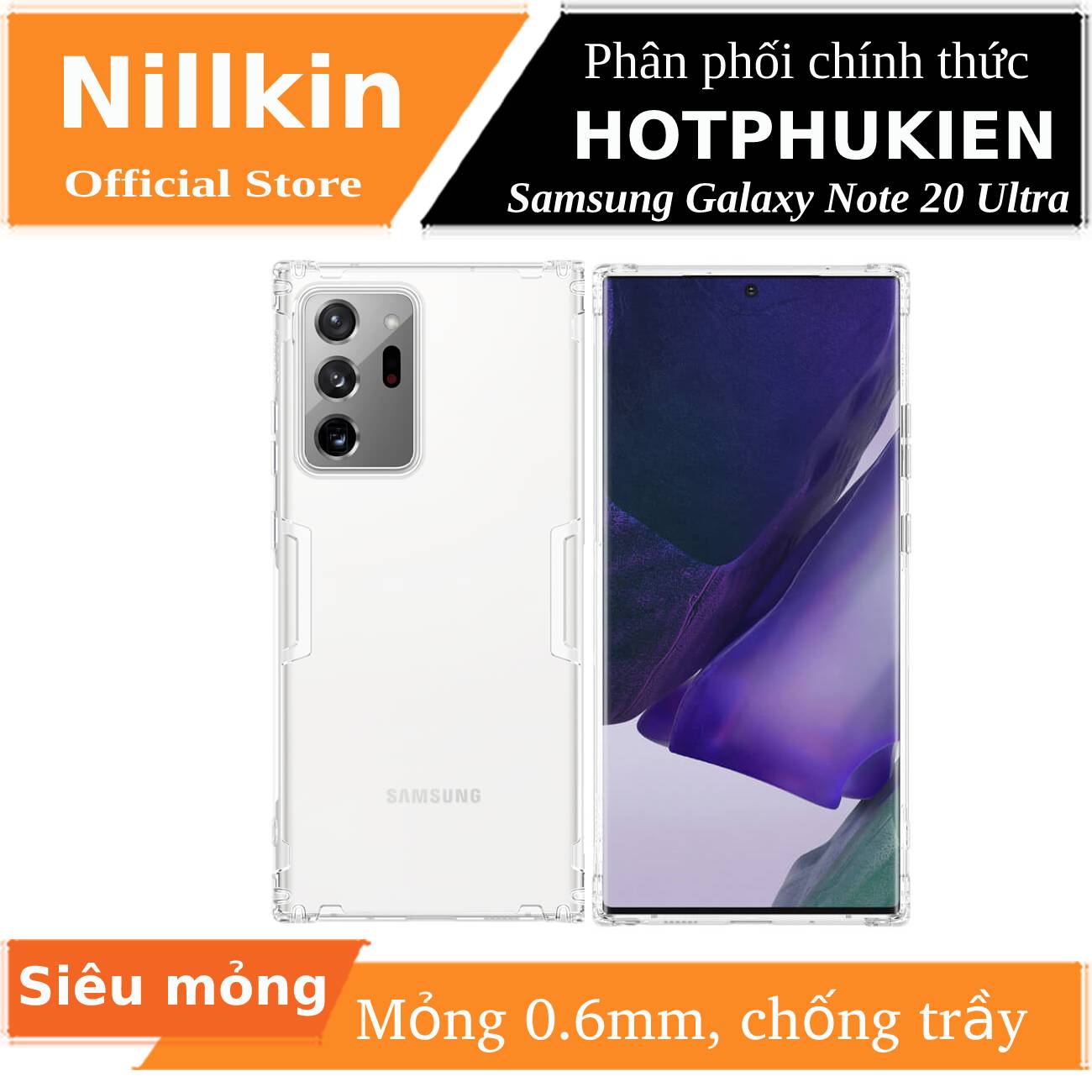 [HCM]Ốp Lưng dẻo silicon siêu mỏng cho Samsung Note 20 Ultra hiệu Nillkin Nature (mỏng 0.6mm độ trong tuyệt đối) - Phân phối bởi Hotphukien