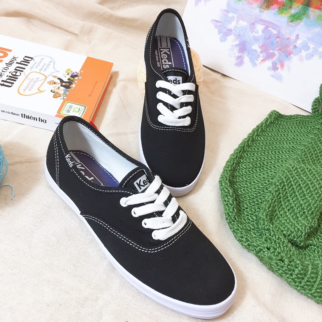 Giày vải canvas nữ keds ch đen
