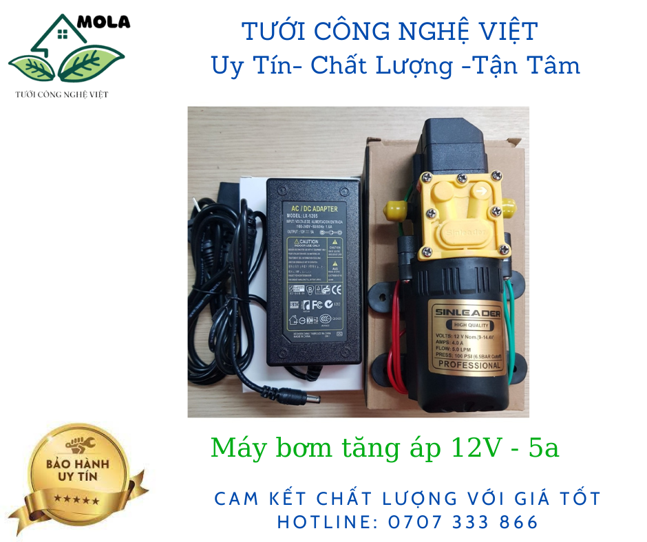 Bơm áp lực mini 12v, phun sương, rửa xe, phun tưới, phun thuốc