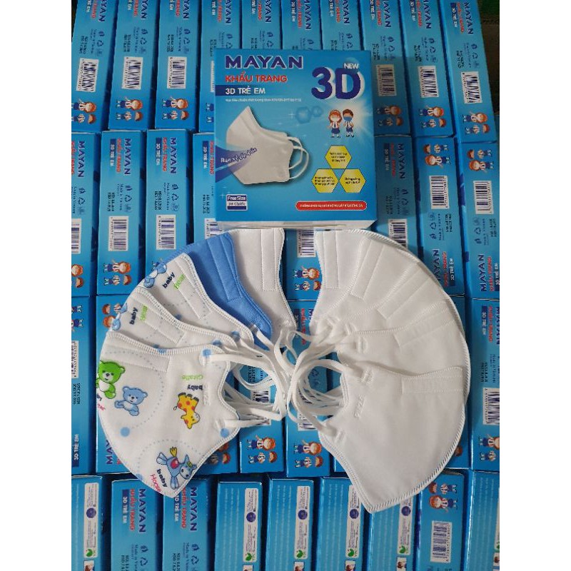 Khẩu Trang 3D Mayan Trẻ Em Hộp 10 Cái