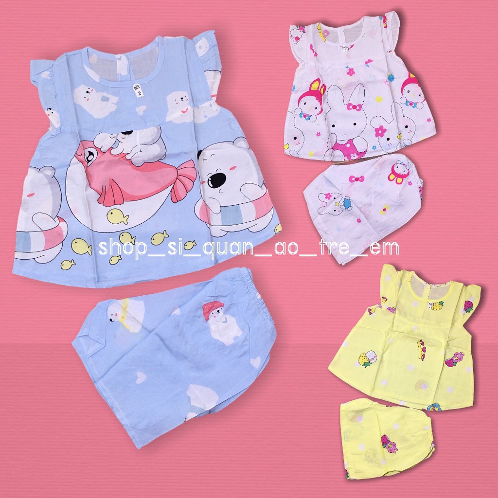 Bộ bé gái cánh tiên vải lanh tole mặc mát | Đồ tole cho bé gái vải tole lanh 2 da dày dặn | Quần áo cho bé gái từ 5kg - 40kg