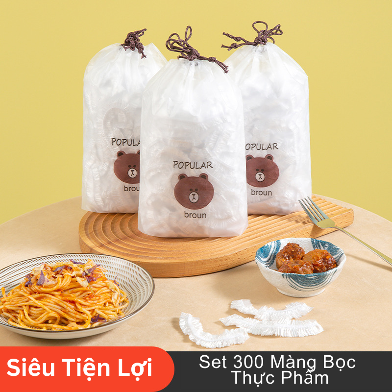Set 300 Màng Bọc Thực Phẩm Co Giãn Hỉnh Gấu - Màng PE Bọc Thực Phẩm, Bảo Quản Thức Ăn
