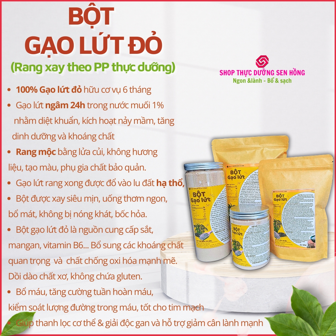 Bột Gạo Lứt Đỏ - Hữu cơ, rang xay theo phương pháp thực dưỡng Ohsawa