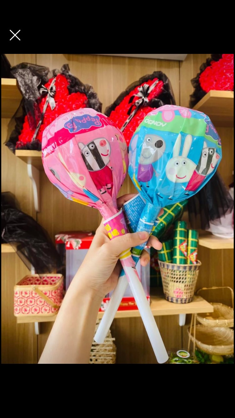 [Siêu Rẻ] Combo 2 cây Kẹo mút que siêu to khổng lồ bé heo Peppa pig kèm đèn phát sáng siêu hot