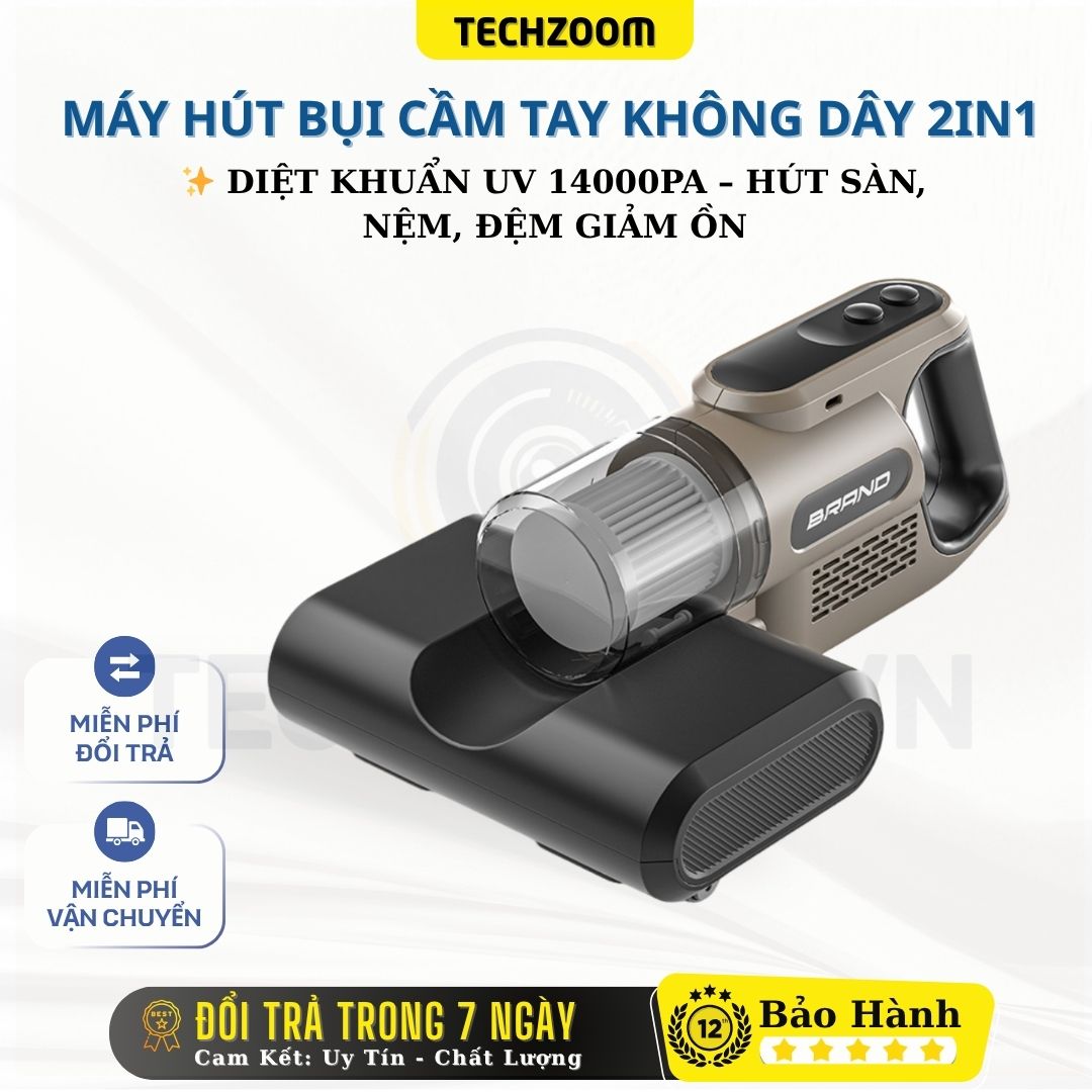 Máy Hút Bụi Cầm Tay Không Dây 2in1 Diệt Khuẩn UV 14000Pa – Hút Sàn, Nệm, Đệm Giảm Ồn