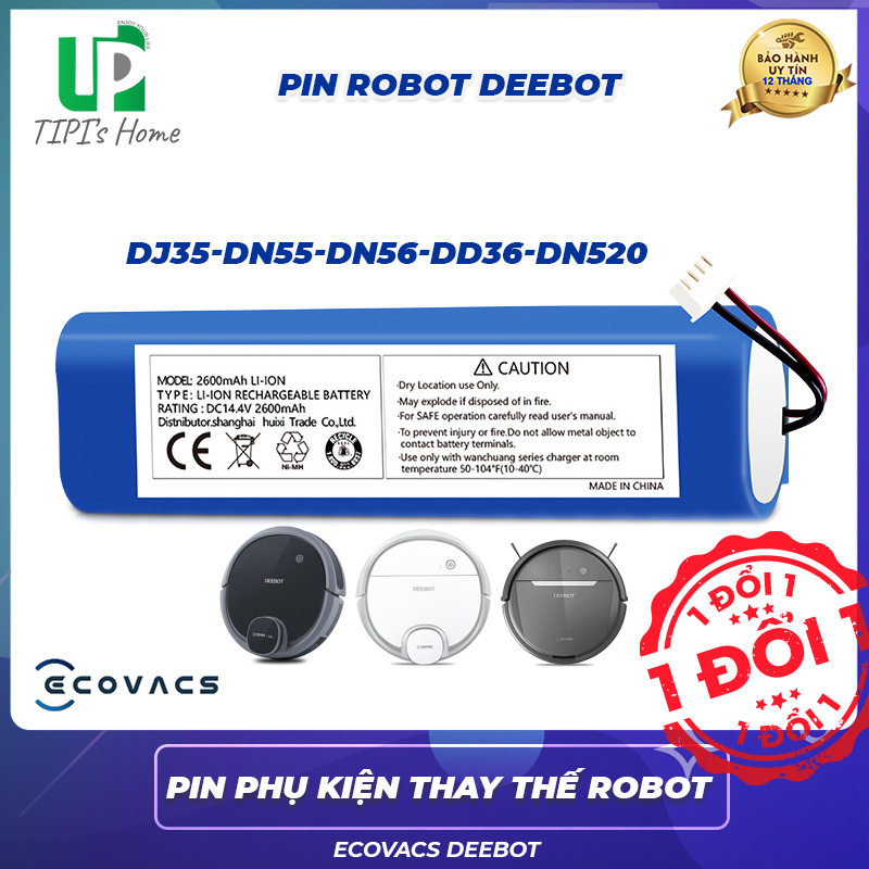 Phụ kiện thay thế robot hút bụi Ecovacs Deebot Pin thay thế robot dn55/dn520/dj35/dd36...bảo hành 12 tháng -TiPiHome