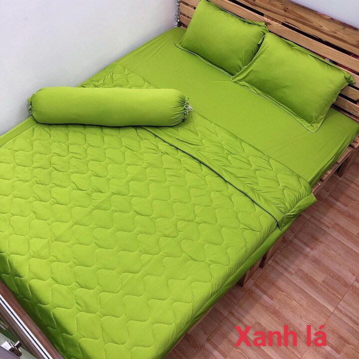Bộ ga giường - drap thun Hàn 1 màu size nệm 2m*2m nệm cao 10cm (1 ga nệm, 2 vỏ gối nằm, 1 vỏ gối ôm)
