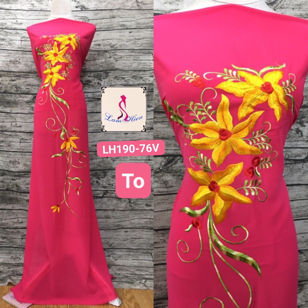 Vải may áo dài thêu lh190