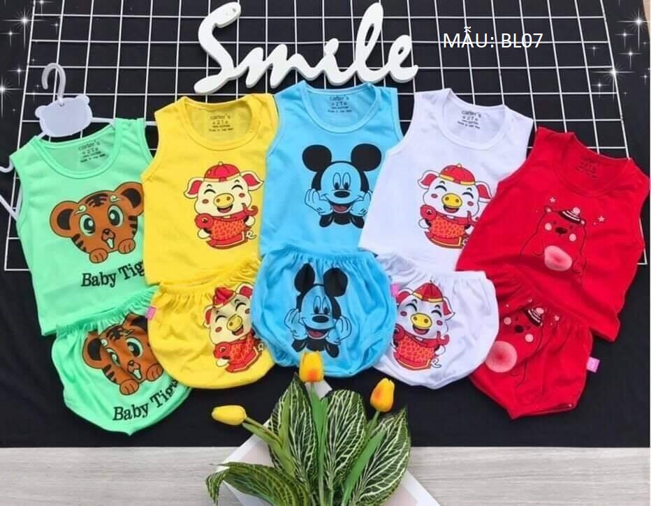 Set 5 bộ quần áo ba lỗ bé trai và gái
