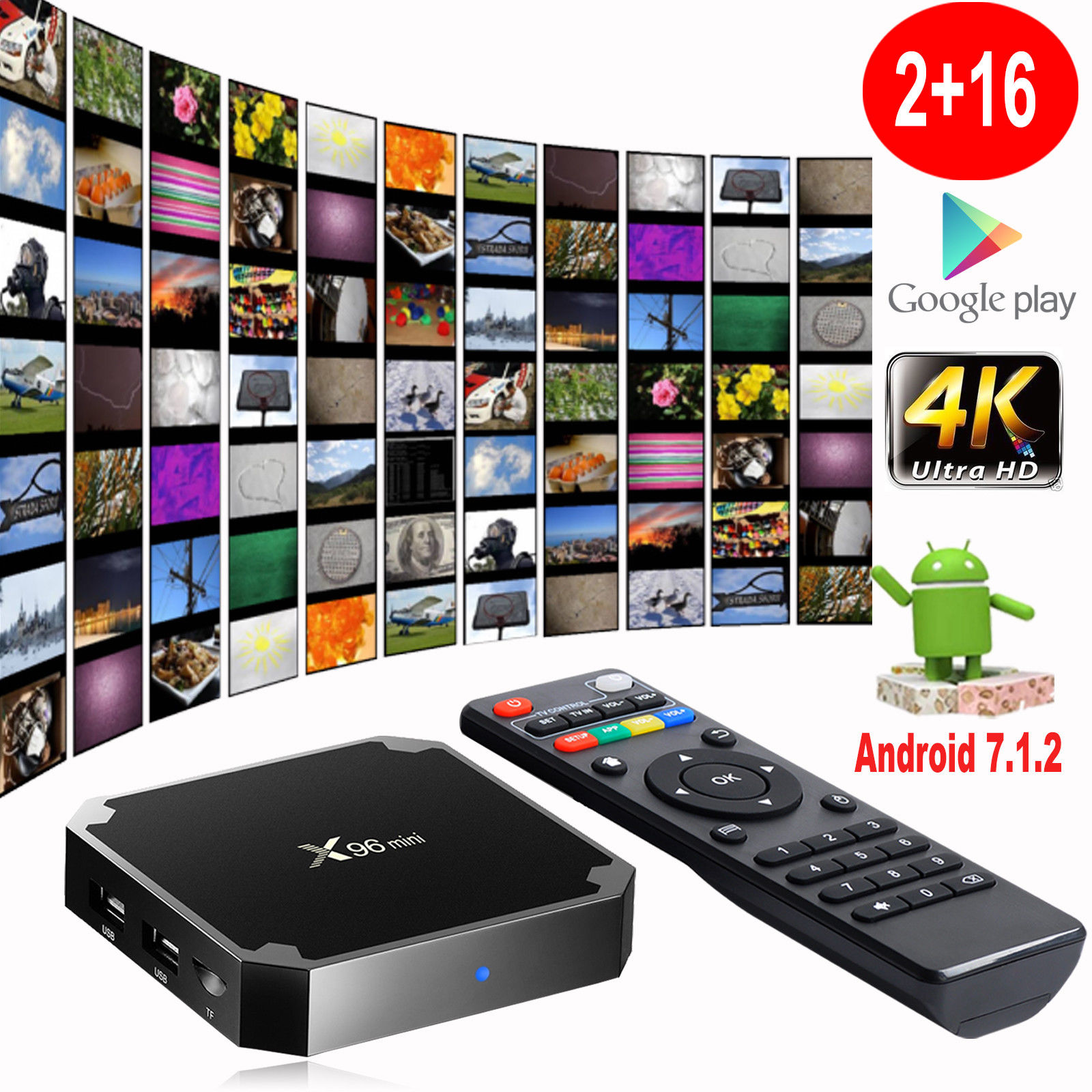 X96 Mini TV Box Android 7.1.2 Amlogic S905W Quad Core WiFi HD 2G + 16G 4K Player X96mini Android 7.1