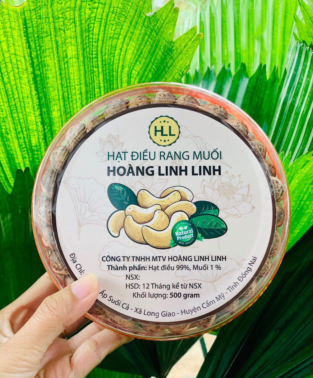 HỘP TRÒN XẾP HOA - 1KG HẠT ĐIỀU RANG MUỐI/NGUYÊN VỊ LOẠI A CỒ CÒN VỎ LỤA - HẠT ĐIỀU HOÀNG LINH LINH