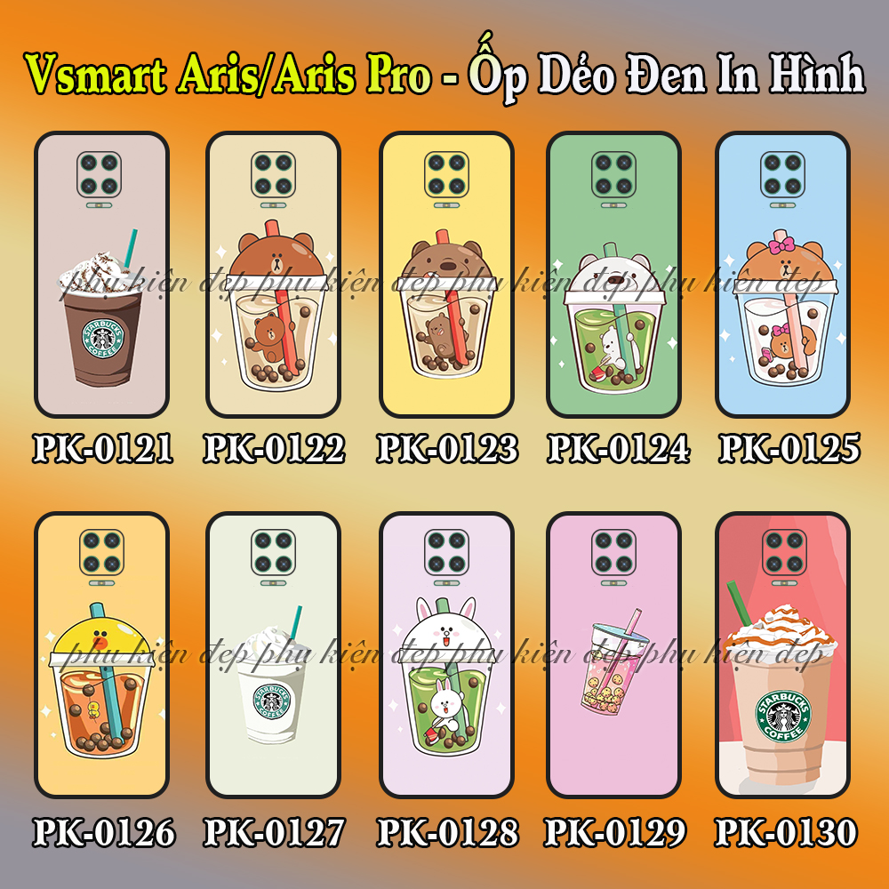 Ốp lưng Vsmart Aris/ Aris Pro dẻo đen in hình Ly Trà Sữa