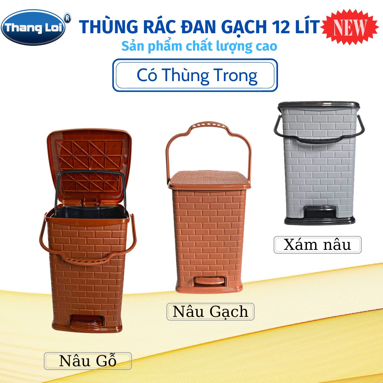 Thùng rác nhựa 12 lít nhựa Thắng Lợi