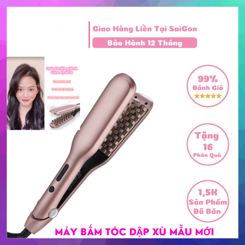 Máy dập xù bấm tóc phồng chân tóc vuông 2 in 1 kéo duỗi cao cấp 5 mức nhiệt - Máy bấm tóc dập xù