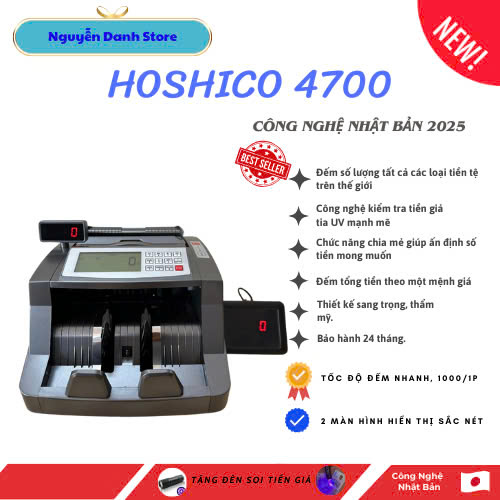 Máy đếm tiền hoshico 4700C máy đêm tổng tiền mini phát hiện tiền giả UV japan 2023
