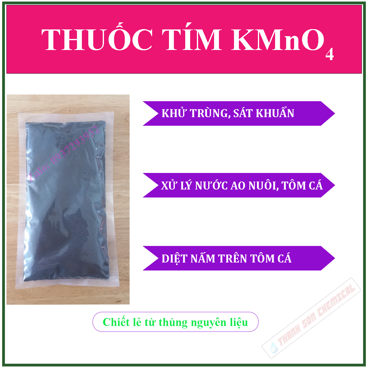 100 gr Thuoc tím KMno4 diệt khuẩn, khử trùng hồ cá, tắm cá
