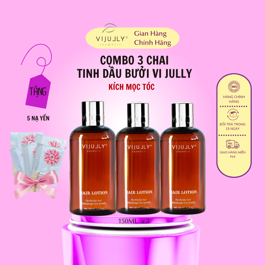 Chính Hãng _ combo 3 Chai Tinh Dầu Bưởi Kích Mọc Tóc , hổ trợ giảm rụng tóc giúp tóc chắc khoẻ Vi jully