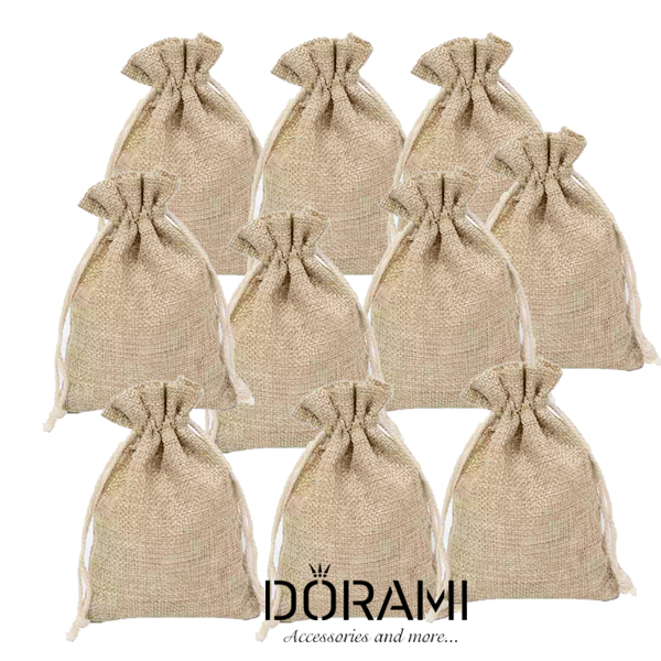 [HCM]Set 10 túi vải bố thô có dây rút size nhỏ kích thước 10x14cm làm quà tặng- dorami