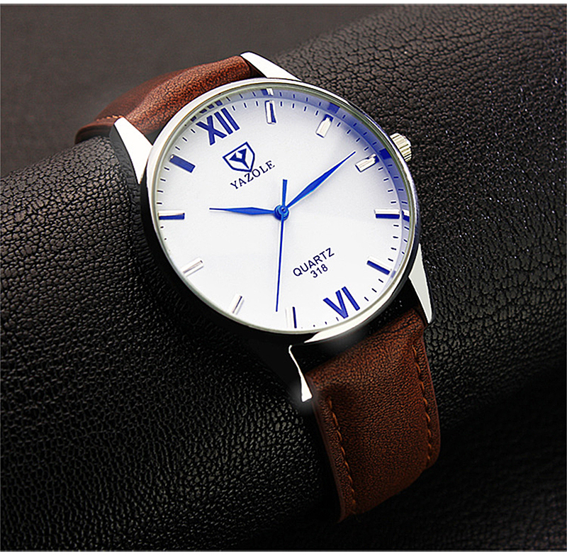 Đồng hồ nam Yazole 318 dây da sang trọng (Nhiều màu)