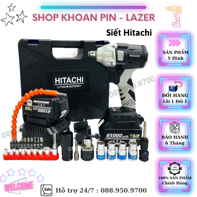 Máy siết bulong vặn ốc hitachi 118v - 2 pin - 100% ruột đồng
