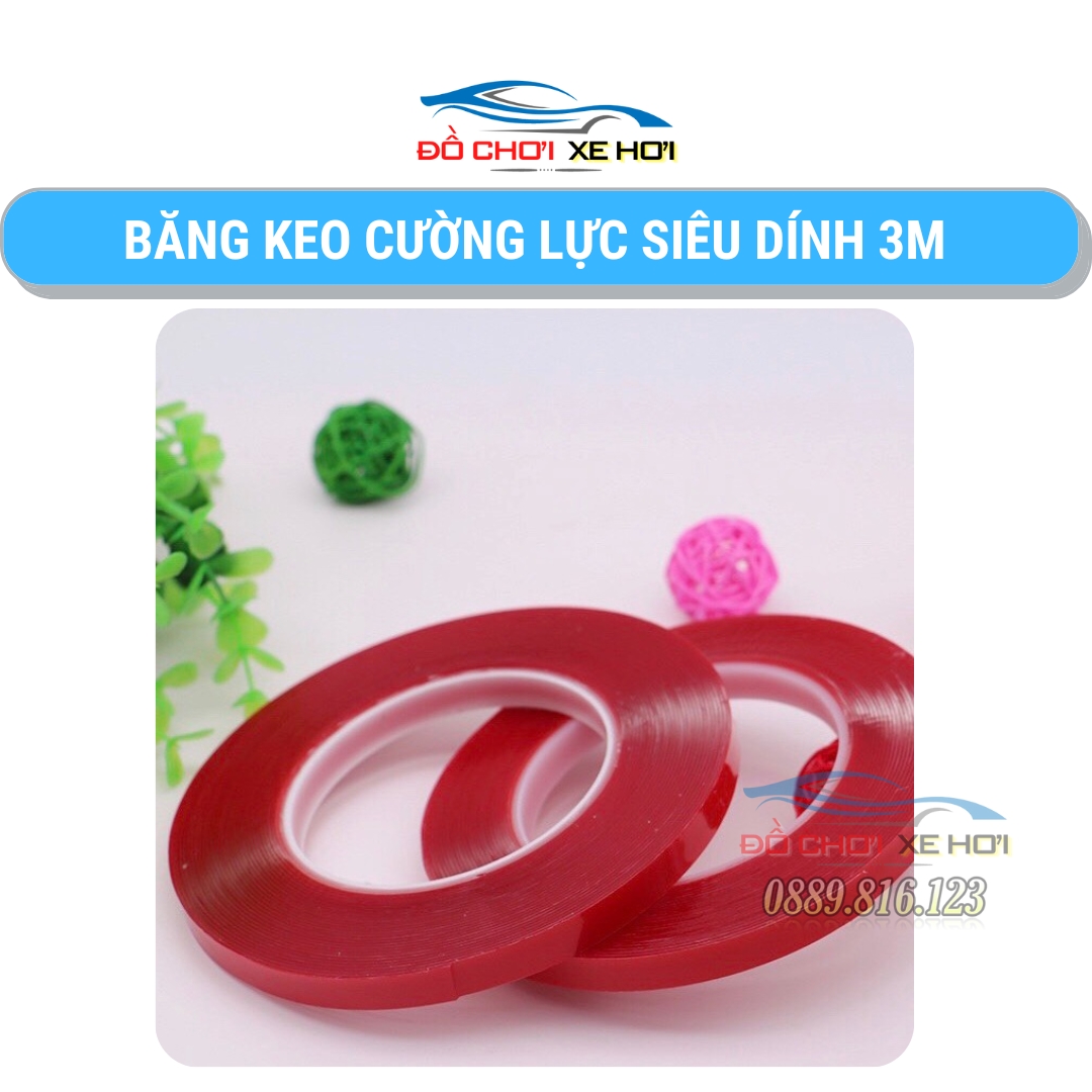 Băng keo cường lực siêu dính 3M loại băng keo 2 mặt trong suốt khổ 2cm x 3 mét độ bám dính và đàn hồi tốt