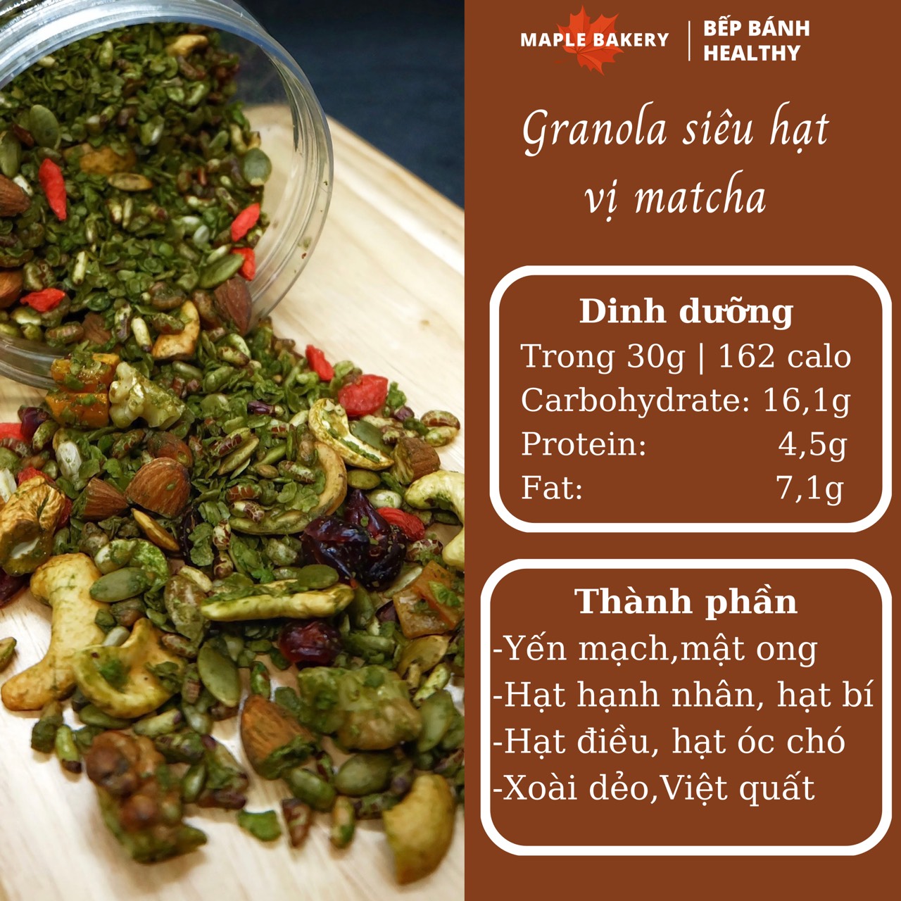 Ngũ Cốc Ăn Kiêng Granola Vị Matcha - Ngũ cốc ăn kiêng giảm cân không đường