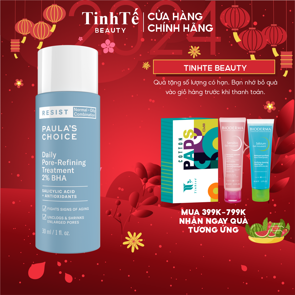 Tính chất hỗ trợ thu nhỏ lỗ chân lông Paulas Choice RESIST Daily Pore-Refining Treatment With 2% BHA 30ml