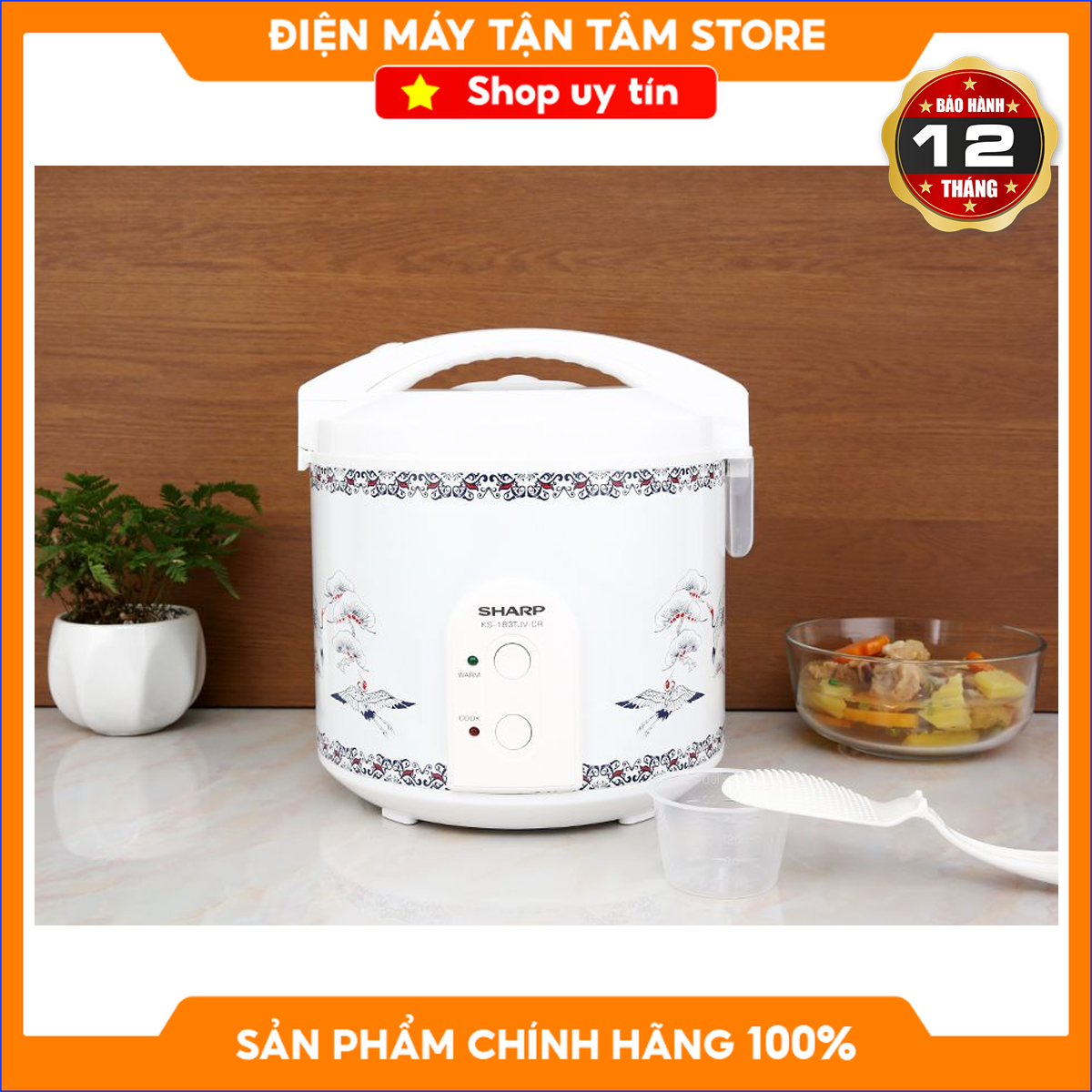 Nồi cơm điện sharp 1.8 lít ks-183tjv-cr hàng trưng bày 99% lòng nồi dày 1.038 mm phủ chống dính giữ ấm 12h