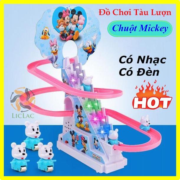 Đồ Chơi Tàu Lượn - Chuột Mickey Leo Cầu Thang ( Có Nhạc và Đèn ) - Bộ đồ chơi vui nhộn cho bé - LICLAC